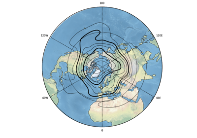 Overlay Geopotential height contours over Temperature anomalies