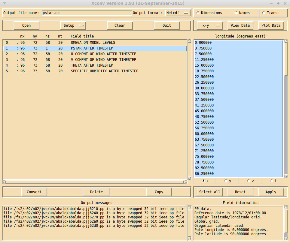 Xconv main window