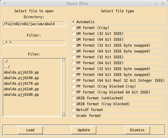 Open files window